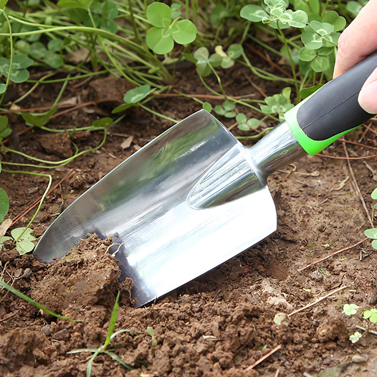Garden Trowel - Stainless Steel - Ergonomic Grip Hand Tools with Soft Rubberized Non-Slip Handle for Transplanting, Weeding, Moving and Smoothing Digging & Planting