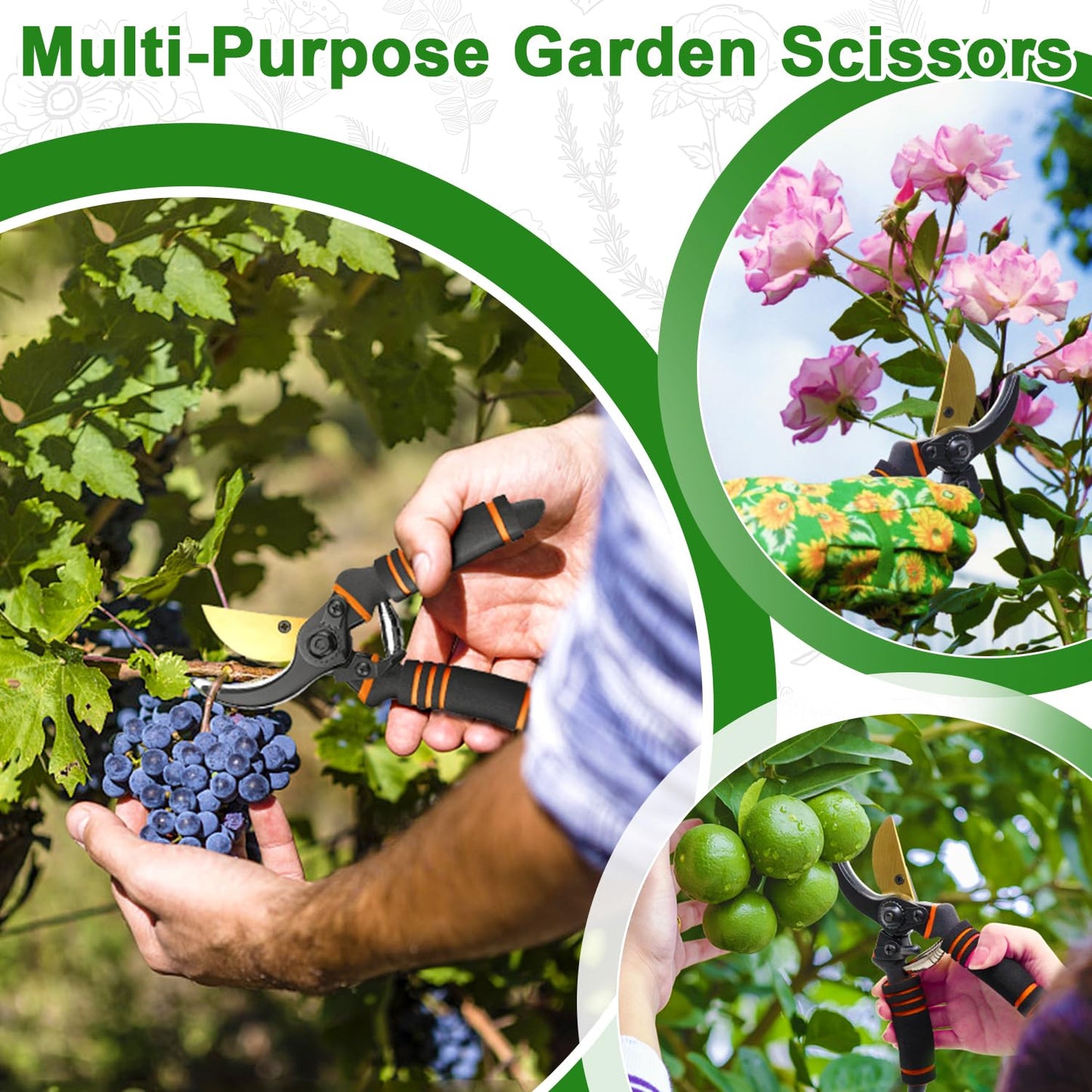 Professional Titanium Garden Secateurs, Gardening Pruning Shears, Garden Scissors, Bypass Secateurs, Garden Pruners Gift for Branches, Hedges and Flowers