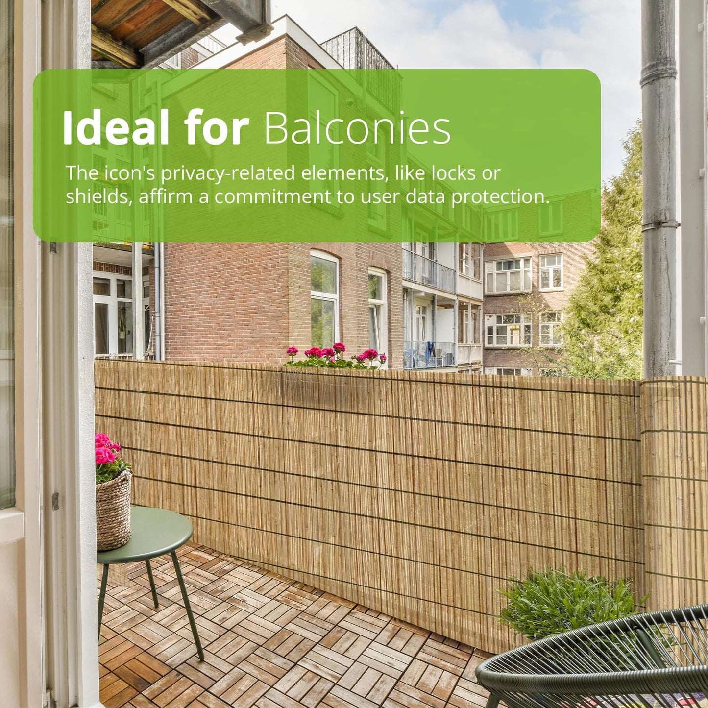 BLADO Reed Fence 1m x 3m - Natural Bamboo Privacy Screen, 8-10mm Thick Garden and Balcony Screening for Outdoor Wind and Sun Protection, Natural Roll Privacy Border Fence Panels for Outdoor Space