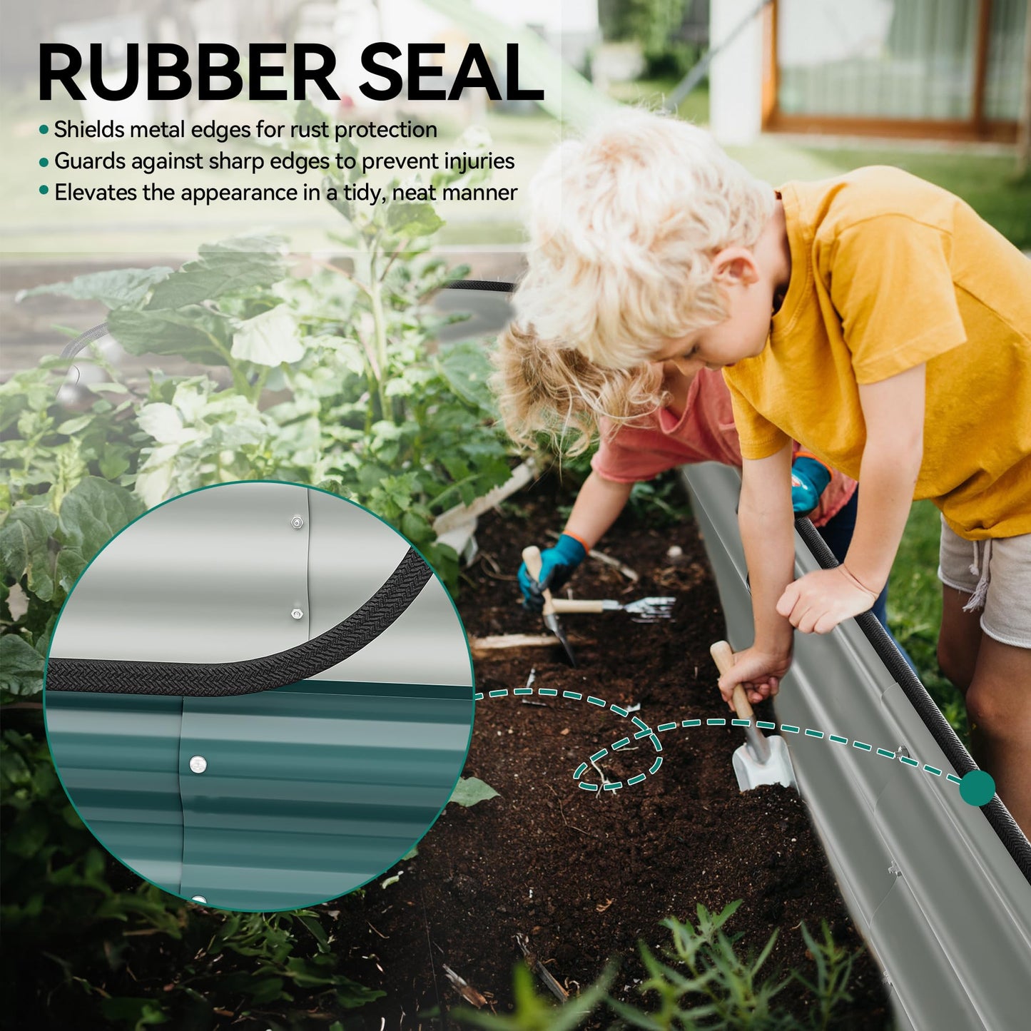 YITAHOME Outdoor Raised Garden Bed Kit 240x61x43cm, Raised Beds Thickened Zinc-Aluminum-Magnesium Stainless Steel Metal Raised Beds for Garden with Safety Rubber for Vegetables Flowers Fruits (Green)