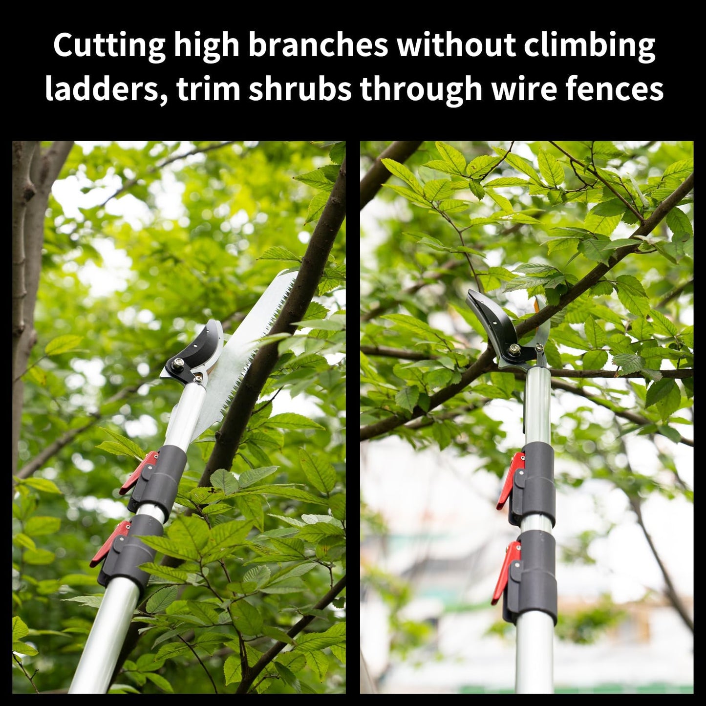 FLORA GUARD 1.4-3m Extendable Long Reach Pruner - Long Reach Pole Saw, Telescopic Fruit Picker, Long Reach Telescopic Tree Pruner - Lightweight Tree Trimmers