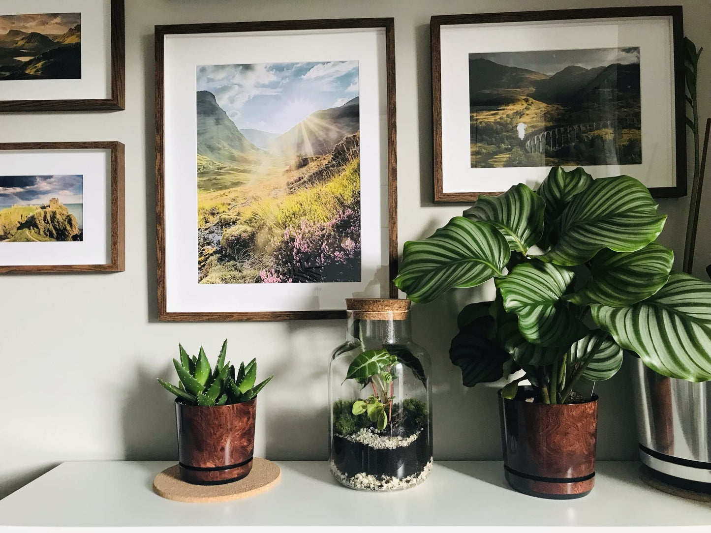 KORAD Wood Effect Indoor Plant Pots with Saucer and Drainage Holes, Round, Modern and Decorative Flowerpot for All Houseplants, 6 sizes, 25 colours(18 cm - 7 inches)