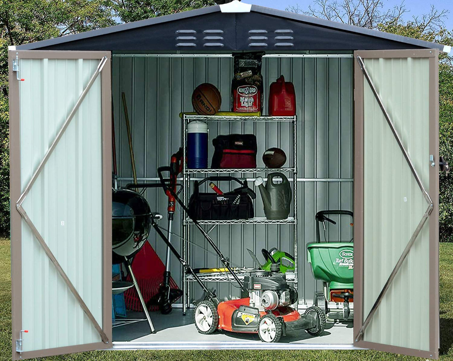 NEW!Outdoor Storage Garden Shed with Door Galvanised Metal Sloped Roof (6FT*4FT)