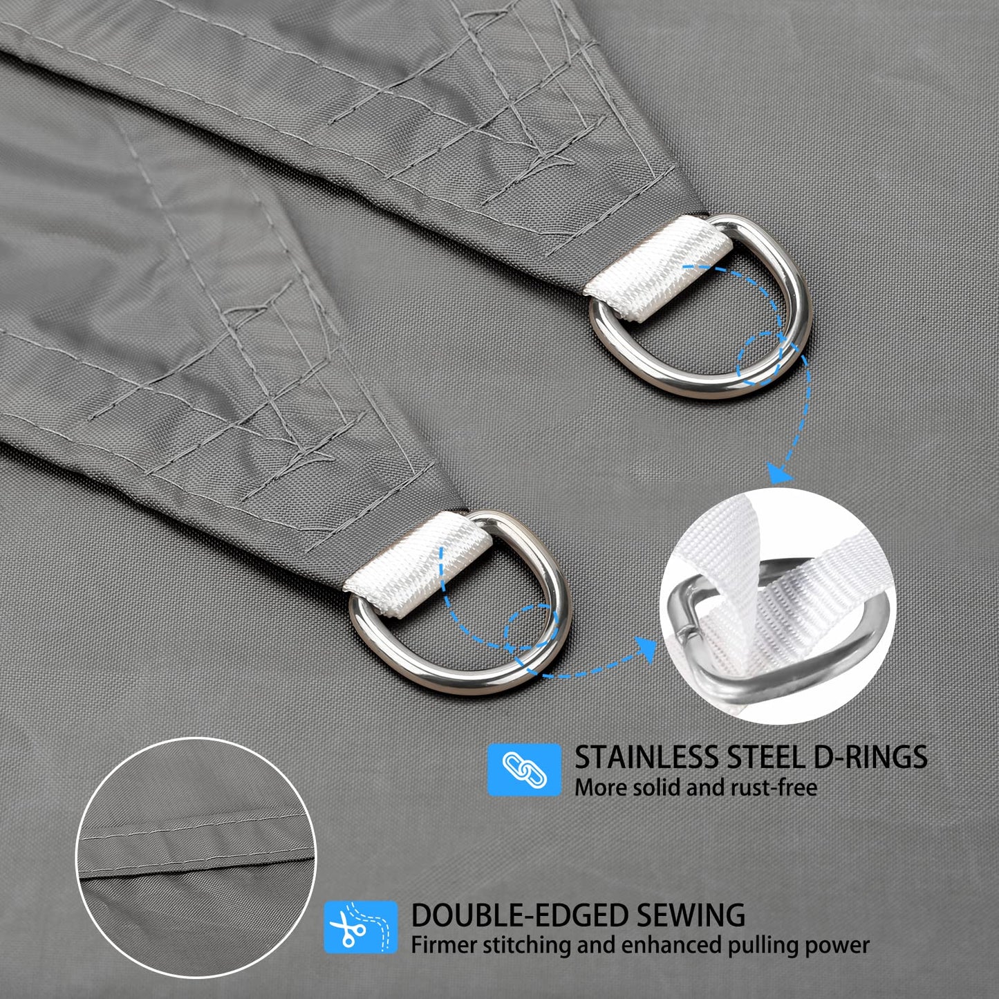 Ankuka Sun Shade Sail 3m x 4m Grey Rectangular Waterproof Garden Sun Sail Outdoor Patio Party Sunscreen Awning Canopy 98% UV Block With Rope