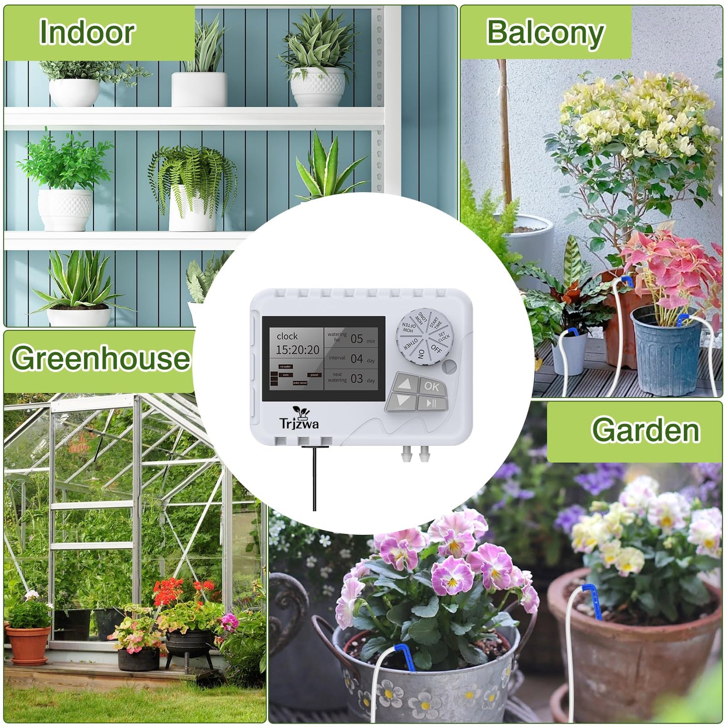 TRJZWA Automatic Watering System Indoor DIY Newest Indoor USB Irrigation System Kit with Multiple Combinations of Automatic Watering Programs, Suitable for Balcony/Indoor/Greenhouse
