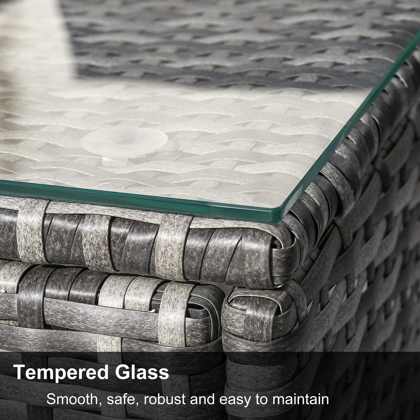 BTM Garden Corner Sofa Rattan Patio Set Garden Entertaining Furniture Lounge Set (Grey)