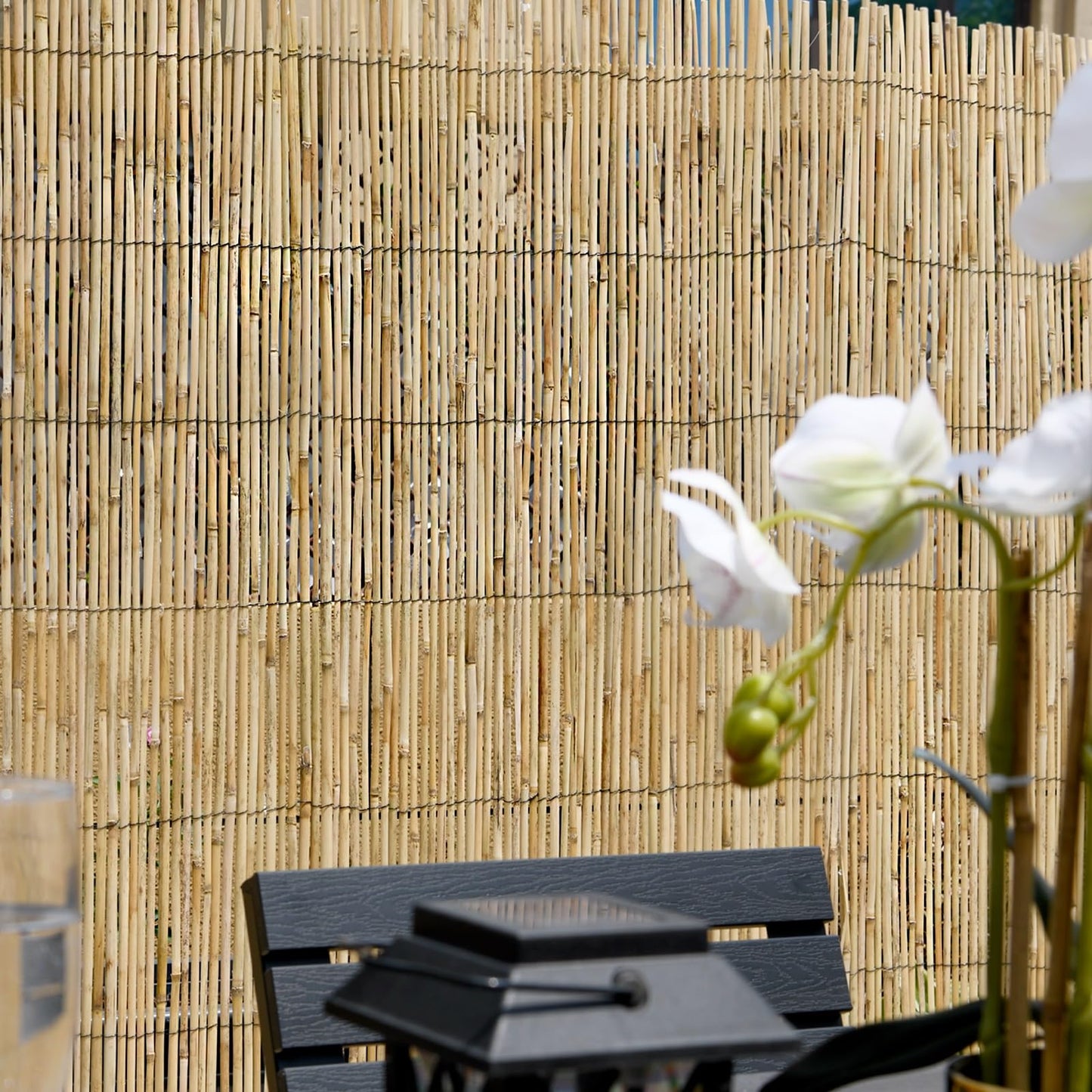 Wadan Natural Split Reed Fence Hand-Woven Reed Screening for Garden Natural Window Roller Blind Outdoor Bamboo Shades for Garden Patio Gallery Balcony Decorative Fences (1m x 3m)