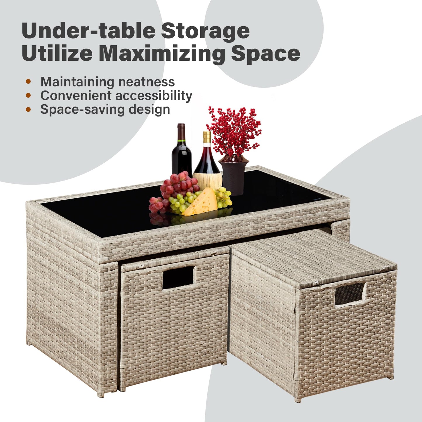 Aweather 8 Seater Rattan Corner Sofa Set Rattan Garden Furniture Set with Modern Glass Coffee Table and Washable Cushions (Gray)