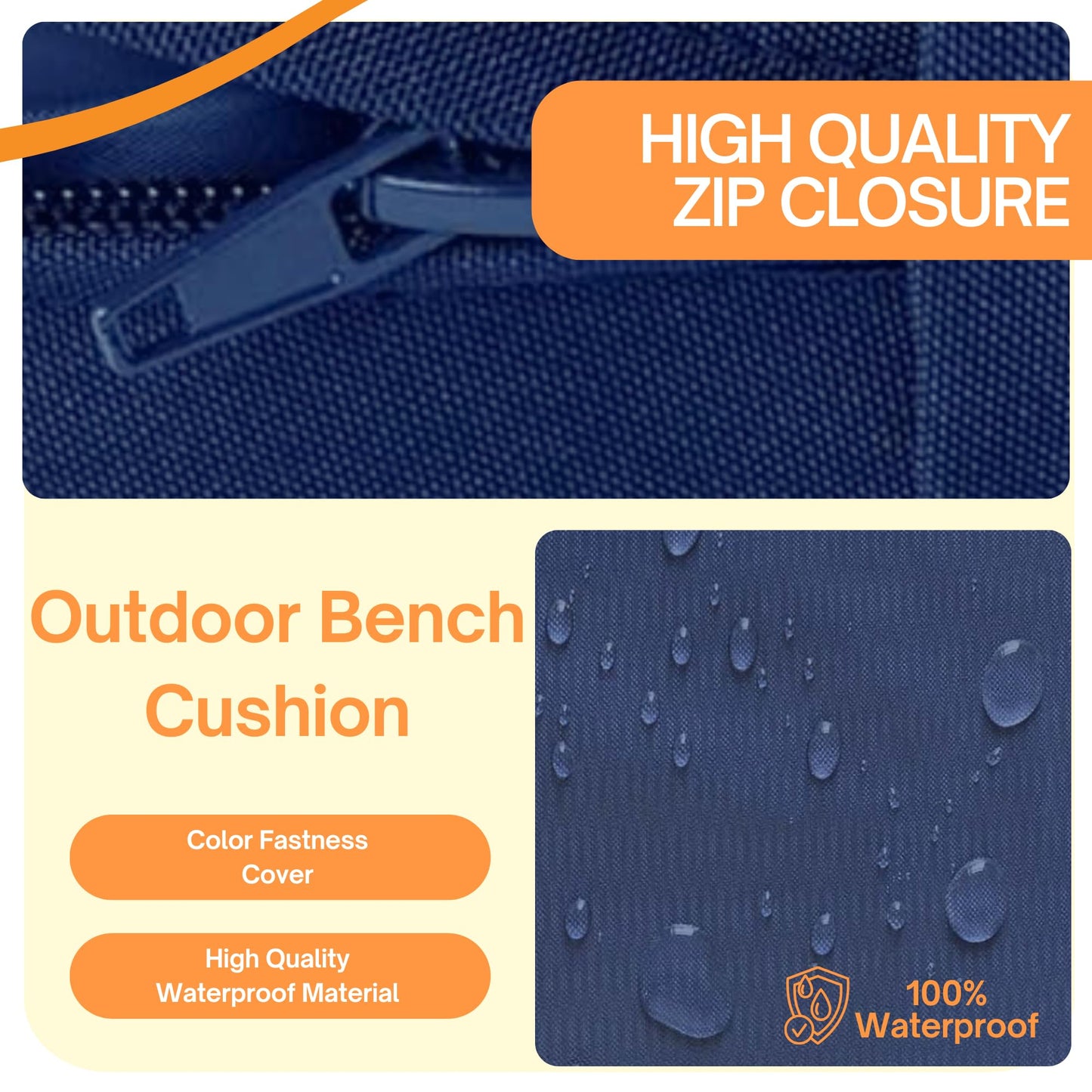 Crescent Textile 100% Waterproof Garden Bench Cushion 2/3/4 Seater Outdoor Long Bench Seat Pad for Lawn & Garden, Patio, Office, Coffee Shop with Removable Cover (2 Seater 108cm x 45cm x 5cm, Green)