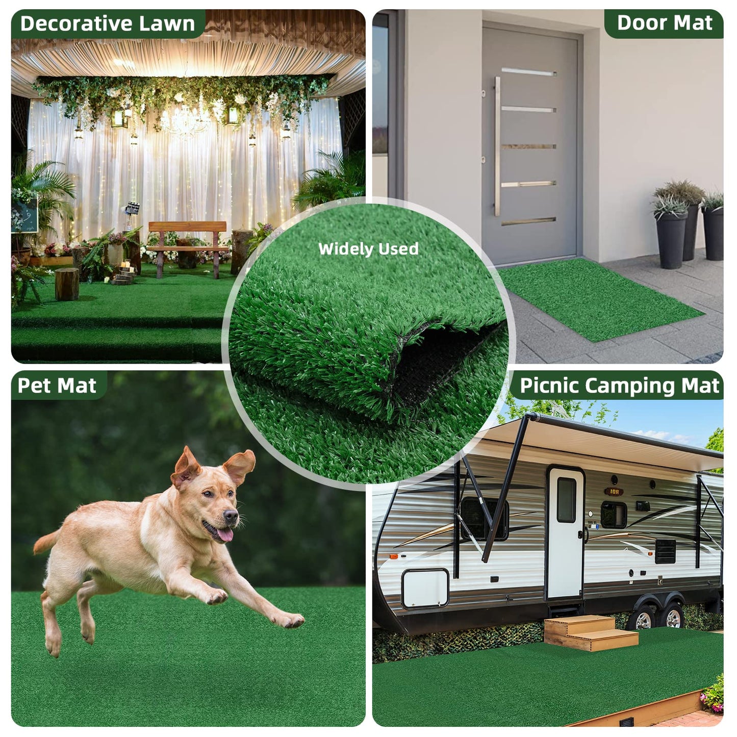 1x4m Army Green Artificial Grass Turf with Natural Looking, 10mm Super Dense Synthetic Fake Grass Rug Mat for Pet Porch Indoor Outdoor Greenery Garden Terrace Playground-Get Your Dream Lawn Now