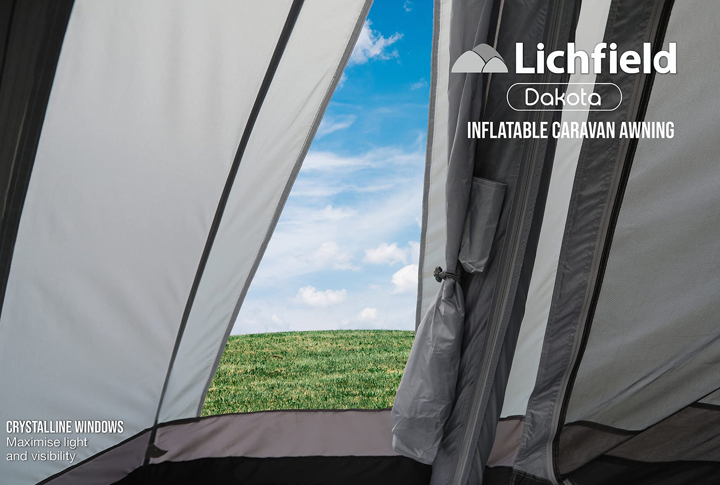 Lichfield Dakota Inflatable Caravan Air Awning, Excalibur, 4m [Amazon Exclusive], 150D Waterproof Polyester with PVC Draught Skirt, Rock Pegs and Storm Straps