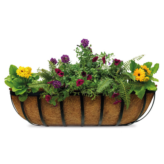 Eco Friendly 62cm Garden Wall Planters For Outdoor Plants - Wall Baskets For The Garden With Fixings, Natural Coco Liner. Outdoor Wall Planters Transform Spaces, Rust Proof, Easy To Fit (Qty 1 Piece)