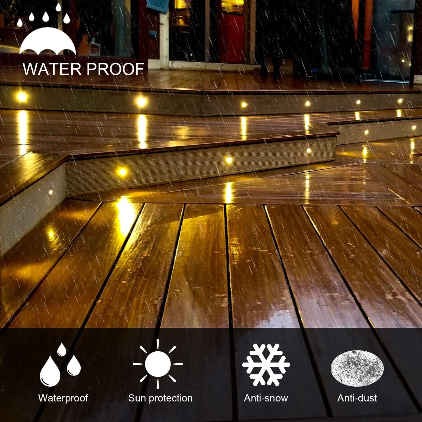 INDARUN Warm White Led Decking Lights Outdoor Waterproof IP67 Ø31MM 12V - Led Plinth Light Kits for Terrace/Patio/Path/Wall/Garden/Decoration, Lot of 16