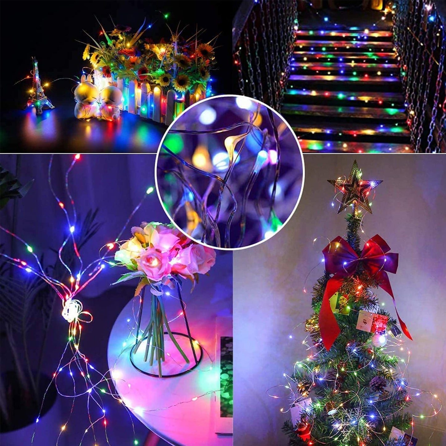 Ligarko Solar Fairy Lights Outdoor, 2 Pack Each14M/46Ft Garden Lights Solar Powered Waterproof, 120 LED 8 Modes Copper Wire Decorative Solar String Lights for Trees, Garden, Party (Multi-Coloured)