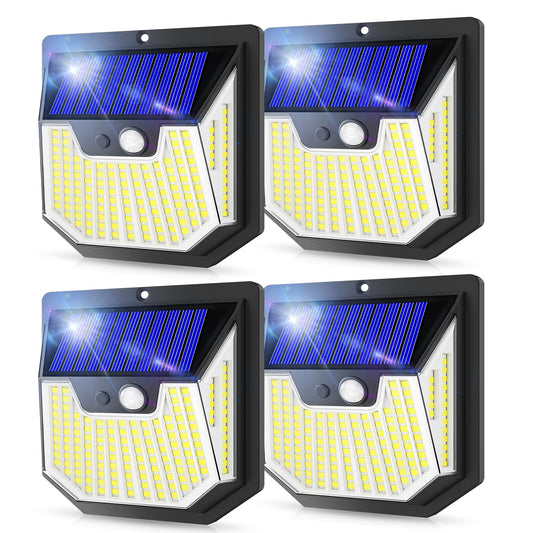 Solar Security Lights Outdoor Super Bright Wireless 178 LED Wall Lights 270° Wide Angle, Motion Sensor Lights IP65 Waterproof Outside Solar Powered Flood Lighting for Fence Garden