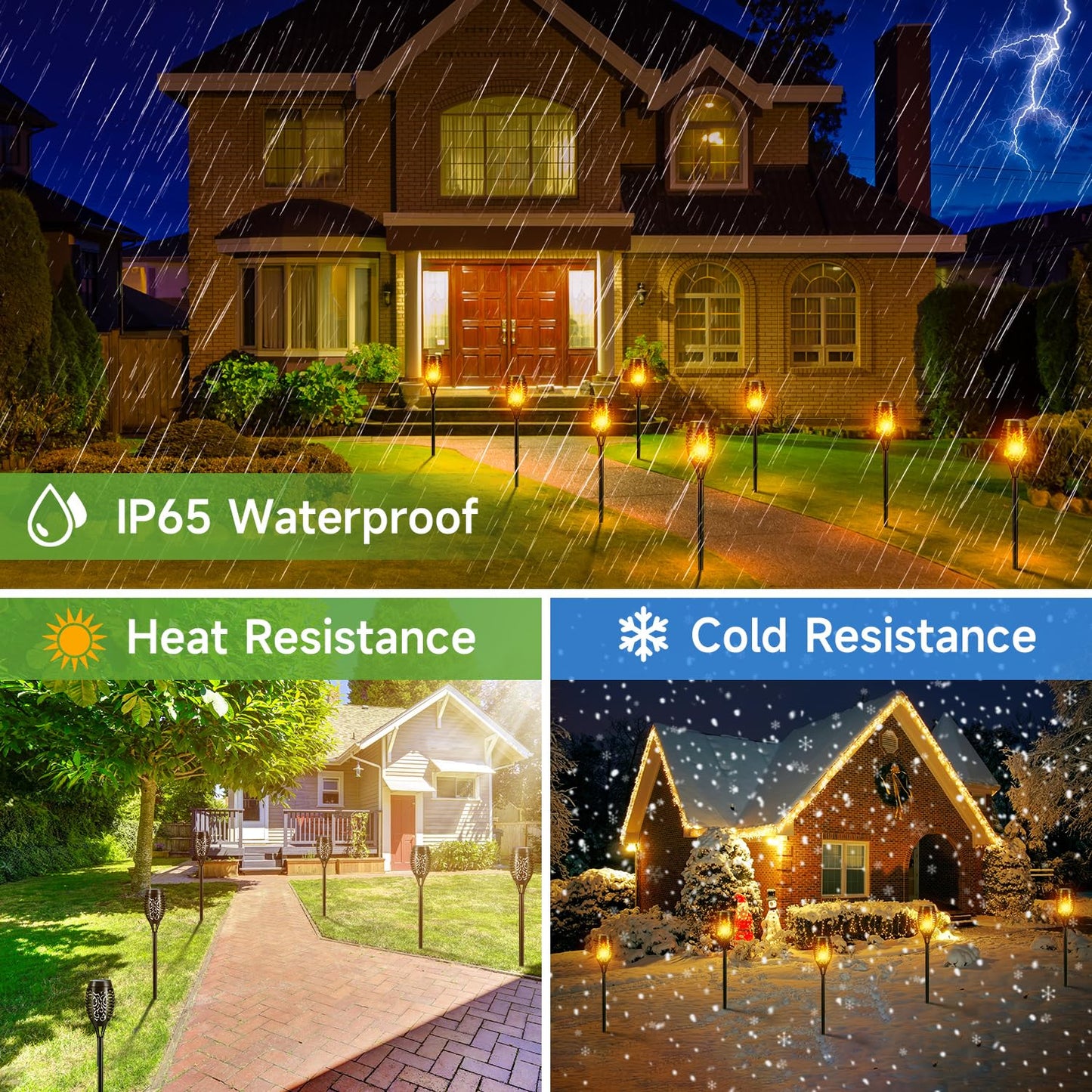 Solar Lights Outdoor, 4 Pack Auto On/Off Solar Garden Lights, IP65 Waterproof, Easy Installation