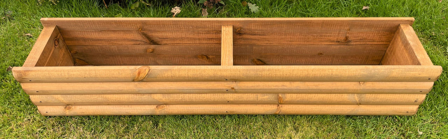 RUDDINGS WOOD 120cm Large Log Style Wooden Trough Planter Heavy Duty Garden Flower Pot box