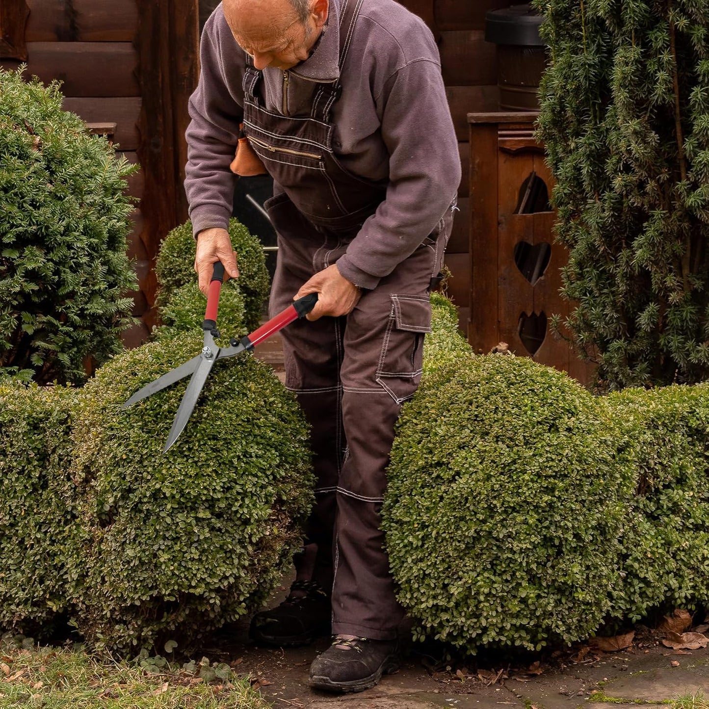 20'' Carbon Steel Hedge Shears - Anti-Slip Handles Grip Garden Grass Shrubs Bushes Trimmer | Lightweight, Razor Sharp Cut, Rust Resistant - Blade Tools for Gardening, Cutting, Trimming, Shearing