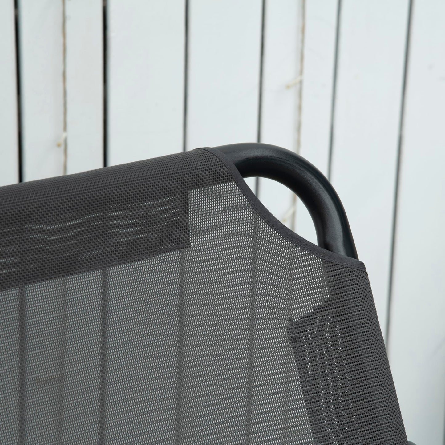 Outsunny 2 Seater Garden Swing Chair with Adjustable Tilting Canopy, Outdoor Hammock Bench with Steel Frame for Patio, Grey