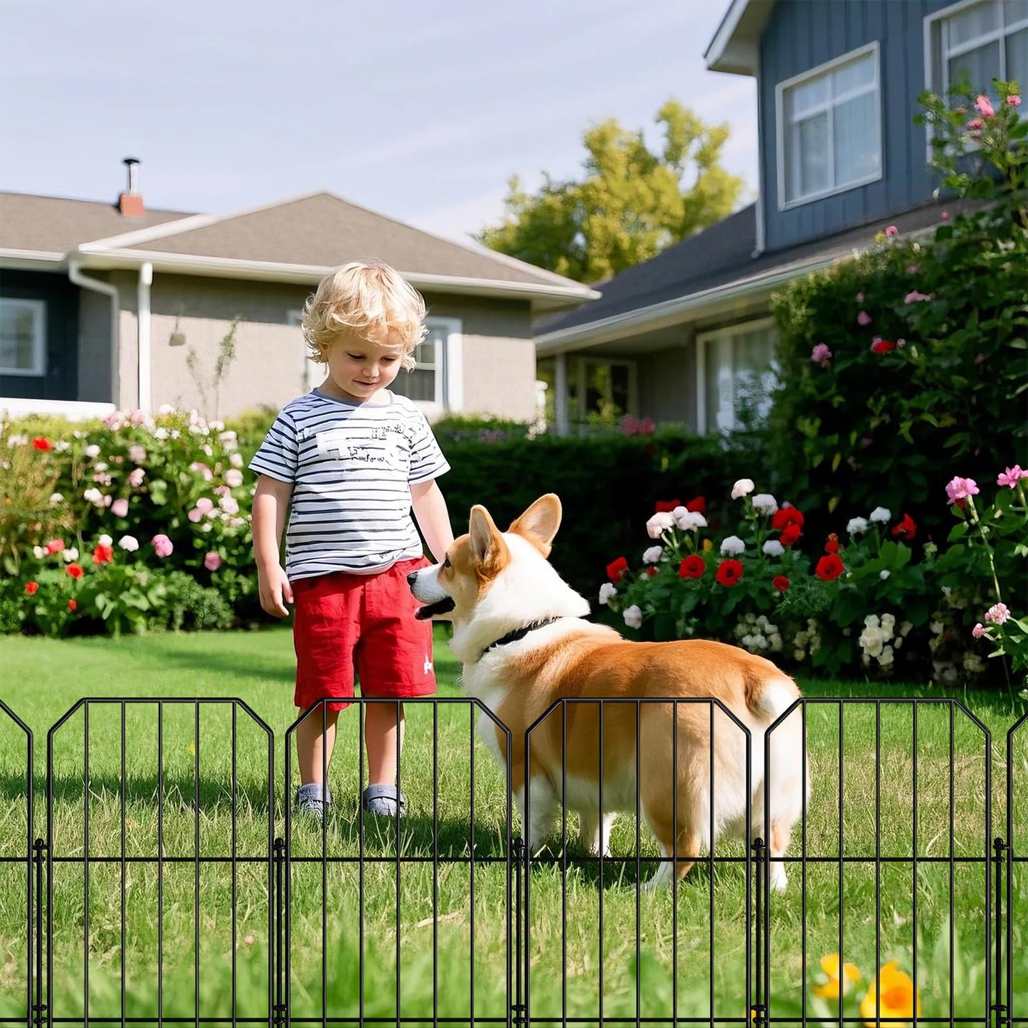 Yeabett Garden Fence 10 Pcs, Decorative Metal Fencing 31cm(W) × 41cm(H), Dog Fence Outdoor Animal Barrier for Flower Bed Yard Patio