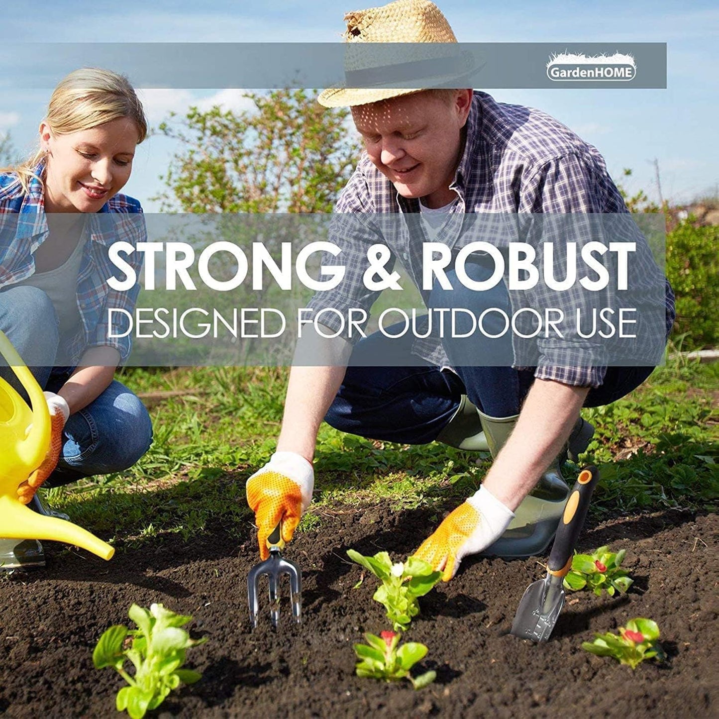5 Piece Gardening Tools Set Including Trowel, Transplanted, Cultivator, Weedier, Weeding Fork, Garden Tools with Heavy Duty Cast-Aluminium Heads & Ergonomic Handles