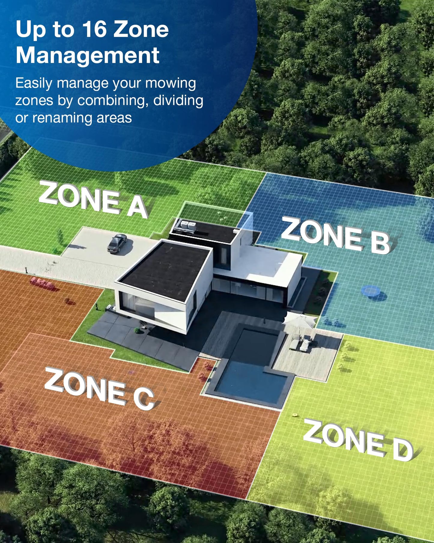 ECOVACS Goat G1-800 Robot Lawnmower No Boundary Wire for Gardens up to 800㎡ (AIVI 3D Obstacle Avoidance, Intelligent Path Planning, No-entry Zone Setting, Logical Cutting, 16 Zones Management)