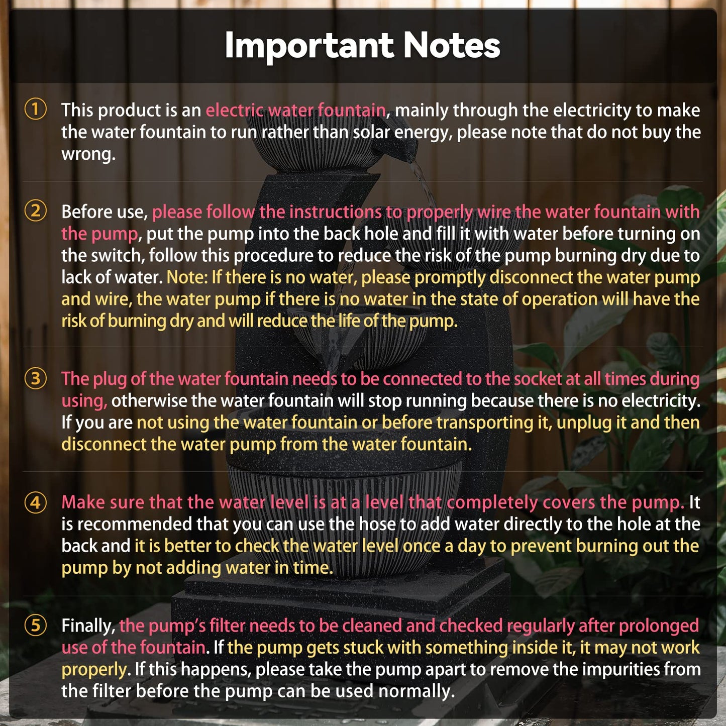 BTGGG Garden Water Feature Resin 3 Tier Cascade Main Powered Water Fountain with Stone Effect Freestanding Water Fountain Waterfall Outdoor Ornaments for Garden, Patio, Lawn Decor