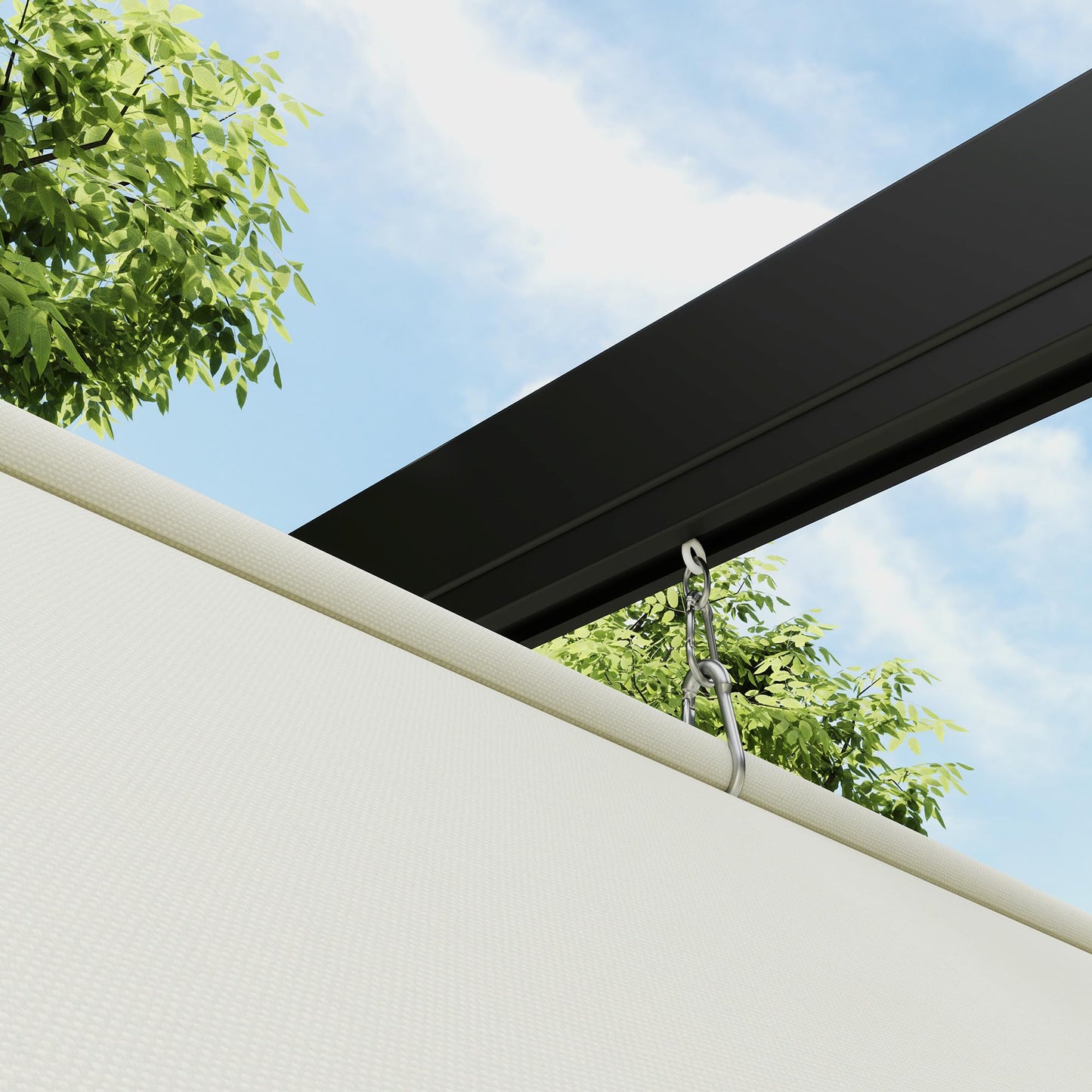 Outsunny 2 x 3(m) Lean To Pergola with Retractable Roof, Wall Mounted Garden Gazebo Outdoor Sun Shade Shelter for Patio, Khaki