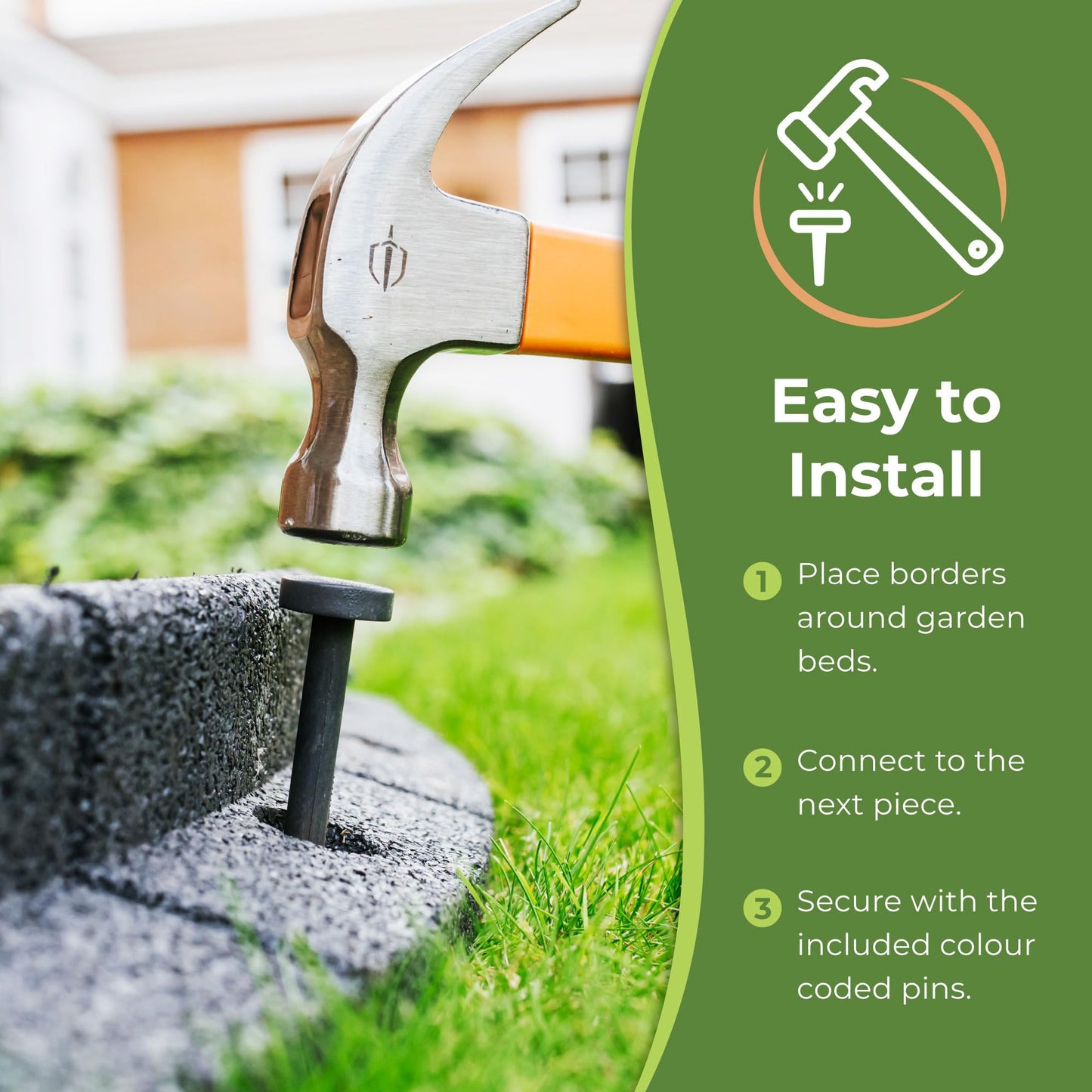 FlexiBorder - Lawn Edging - Flexible Garden Edging Border for Grass Lawns - Pathways - Raised Borders - Artificial Grass - Grey - 6 x 1m Lengths