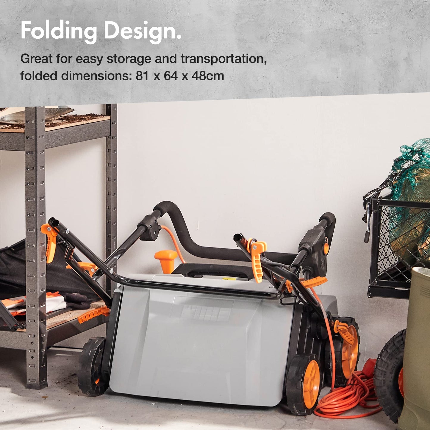 VonHaus Lawn Scarifier, Grass Rake, Aerator 1800W – Electric, 10m Cable, 55L Collection Box, 5 Depth Settings, 38cm Working Width, 2 Interchangeable Rollers, Folding Design – 2 Year Warranty