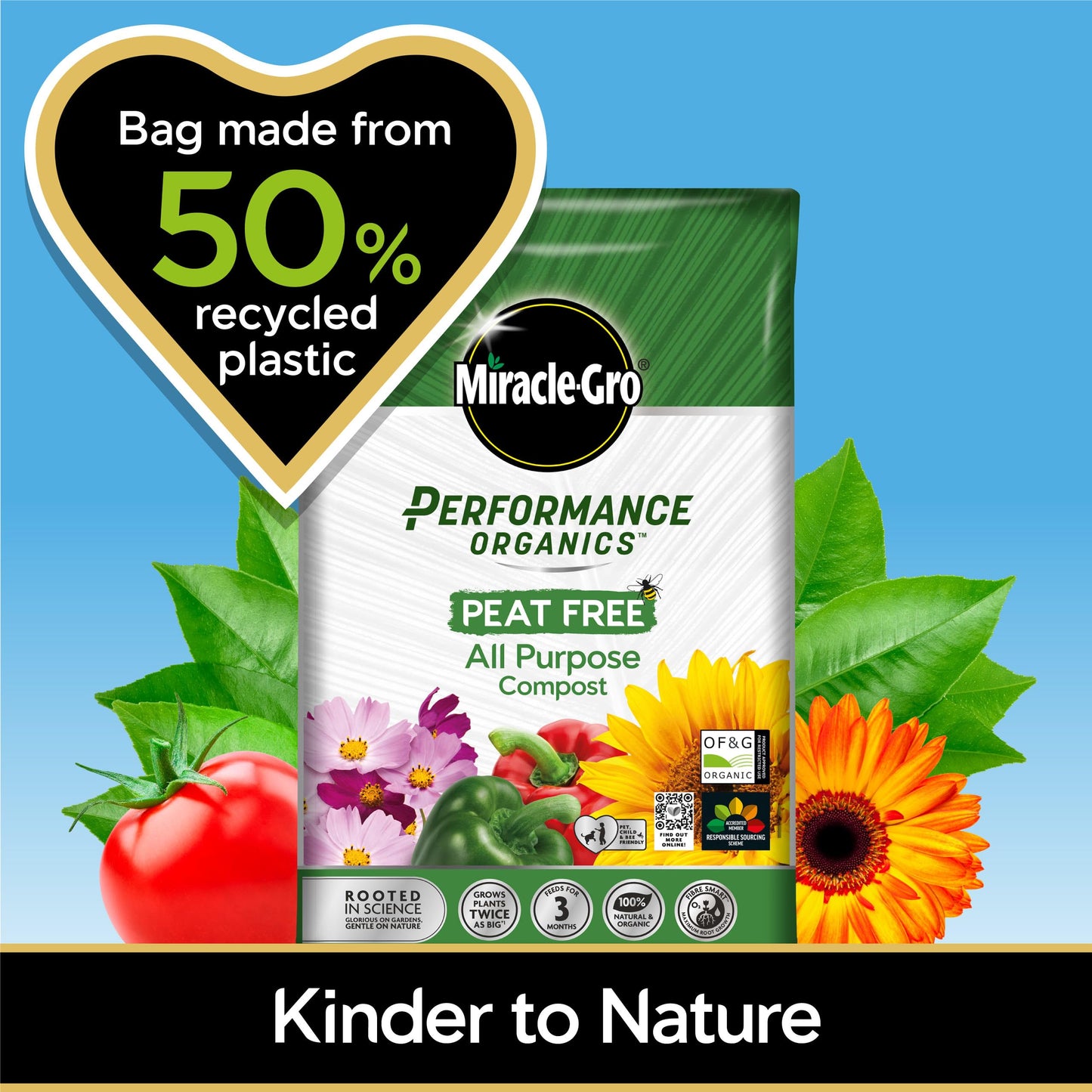 Miracle-Gro Performance Organics All Purpose PEAT FREE Compost, 40L