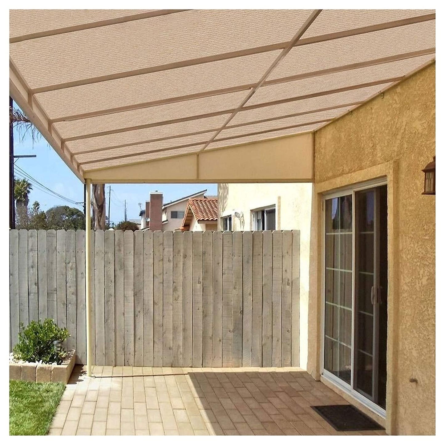 Shade Sail Rectangle 1x1m,2x3m Sun Shade Sail Outdoor Canopy Awning Block Patio and Pergola Cover,Sand color 1m,2m,3m,4m)