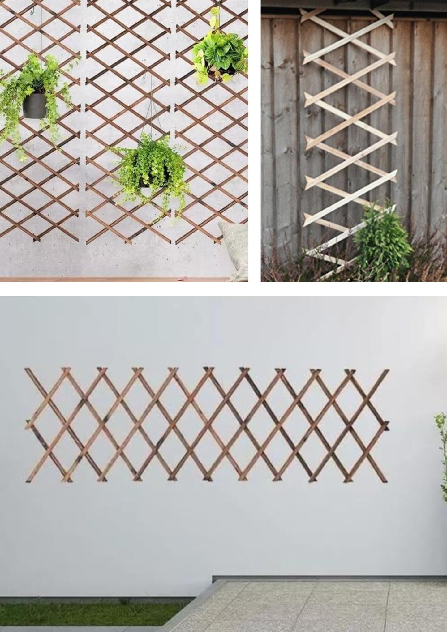 Garden Mile Set of 3 Expanding Wooden Trellis Panels for Garden, Lightweight Lattice Fence Panel, Garden Trellis for Climbing Plants Outdoor - Heavy Duty Durable Flexible Wood Weatherproof - 6ft x 1ft