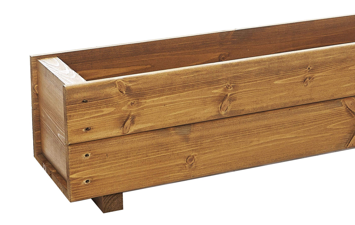 Set of 2 x 90cm Wooden Trough Planters - Wood Plant Trough Container Box