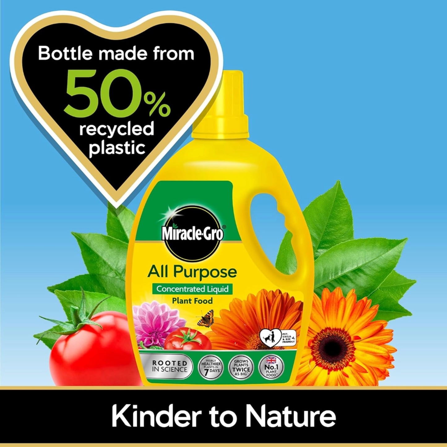 Miracle Grow Plant Food Fertiliser - All Purpose 2.5L Plant Feed Concentrated Liquid with Topline Card. Child & Pet Friendly Garden Fertilizer for Outdoor & Indoor House Plants, Vegetables