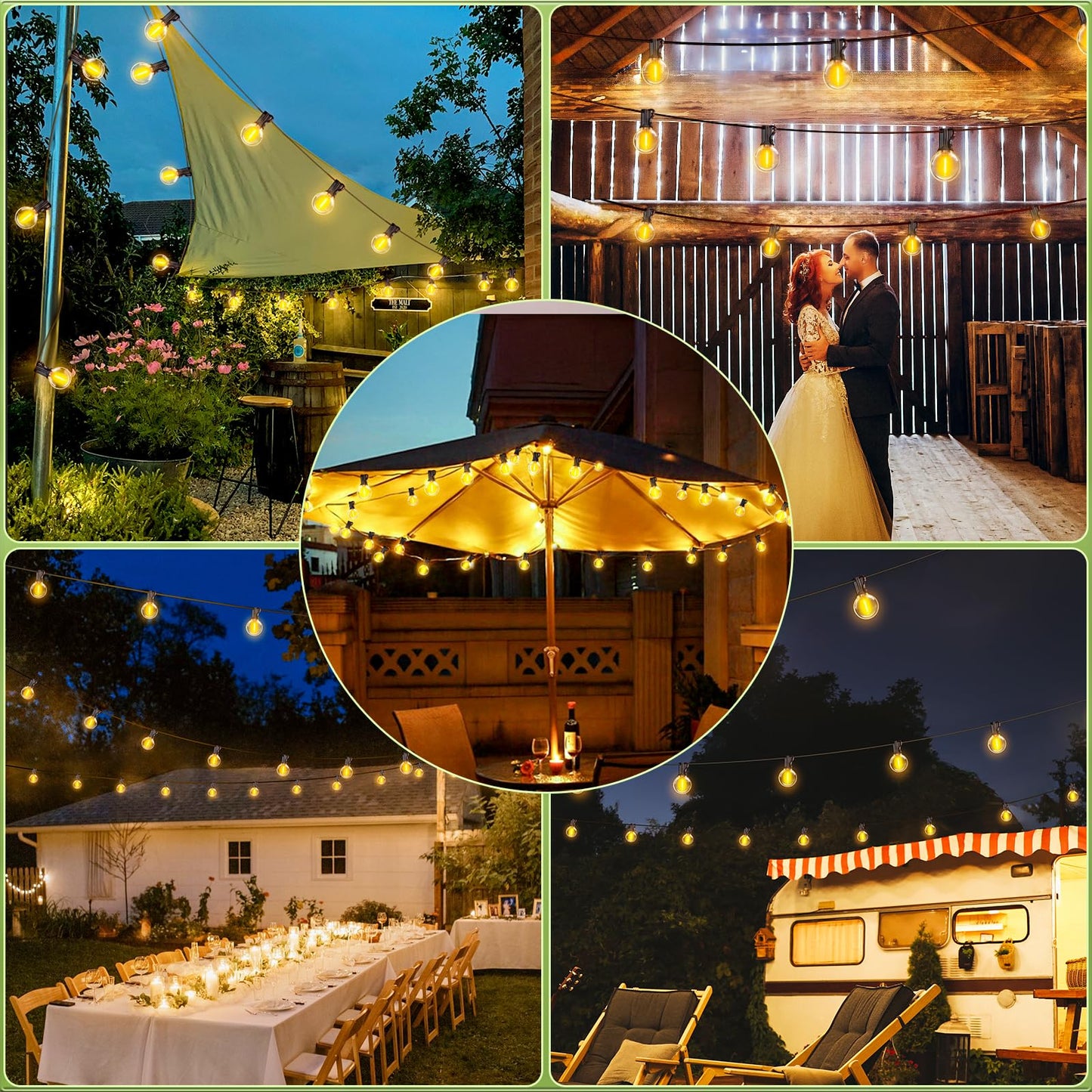 Outdoor-Lights-Garden-Mains-Powered-String-Festoon-Light LED Outside Lighting Waterproof Plug Bulb 10M Patio Gazebo Party Pergola Festival Indoor Backyard Terrace Porch Yard Wedding Connectable G40