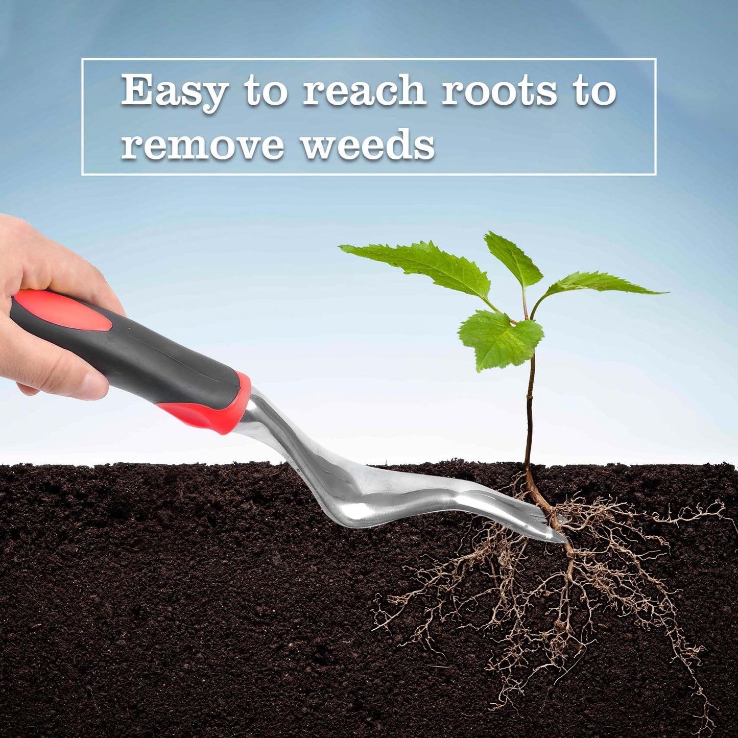 Hand Weeder Tool for Garden, Weed Puller Tool with Rubber Handle, V-Shaped Forks Manual Weeders, Lawn Care Uprooting Weeding Tools for Gardening, Yard, Farm Easy Removal Weeds Roots