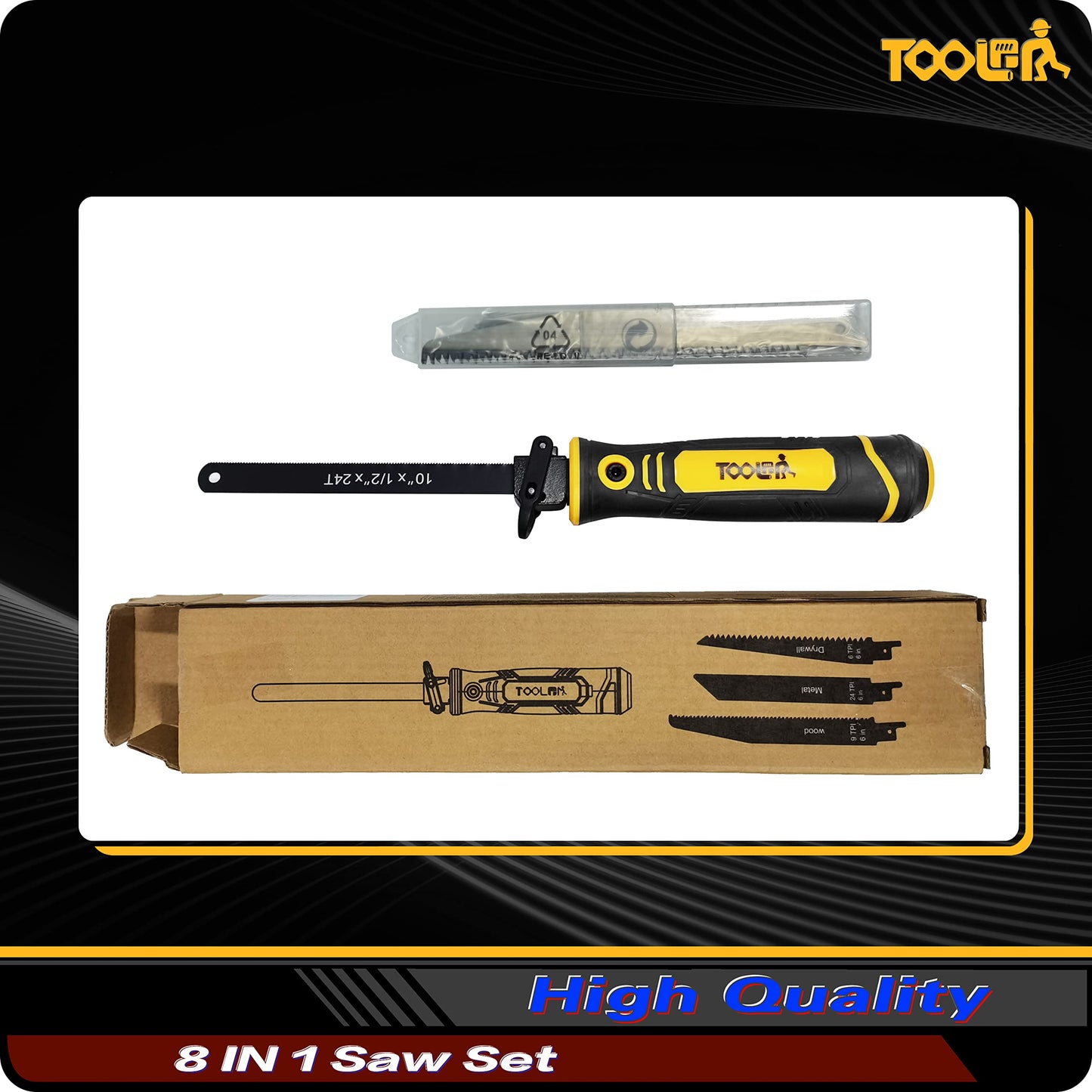 TOOLAN: 8-In-1 Multi-Hand Saw, Drywall &Metal Cutter, Long Blade, Wood &Plastic Saw. Quick Change Blade