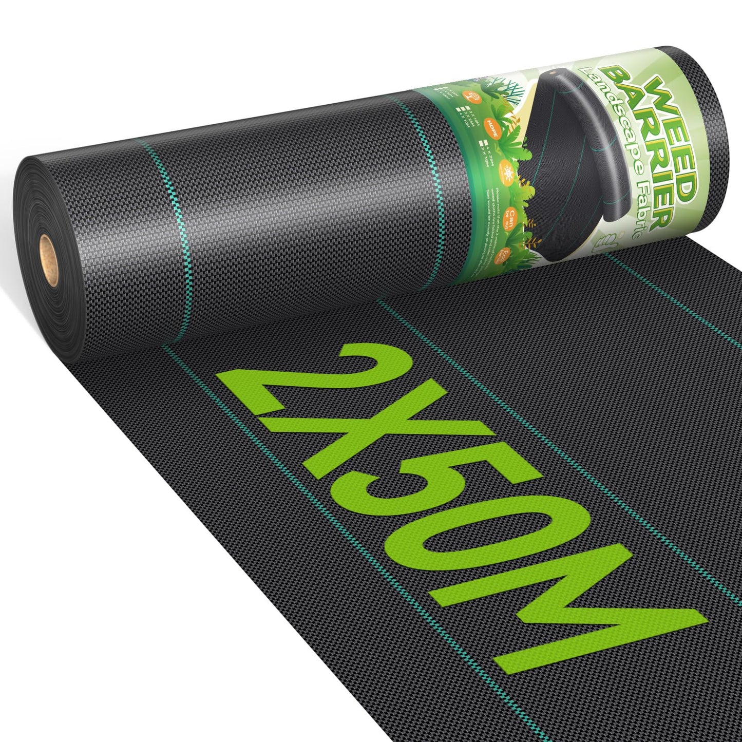 iropro 2m x 50m Heavy Duty Weed Control Membrane Garden Weed Barrier Fabric for Landscaping Driveway Gravel Artificial Grass Lawn Underlay Black Woven Roll Ground Cover