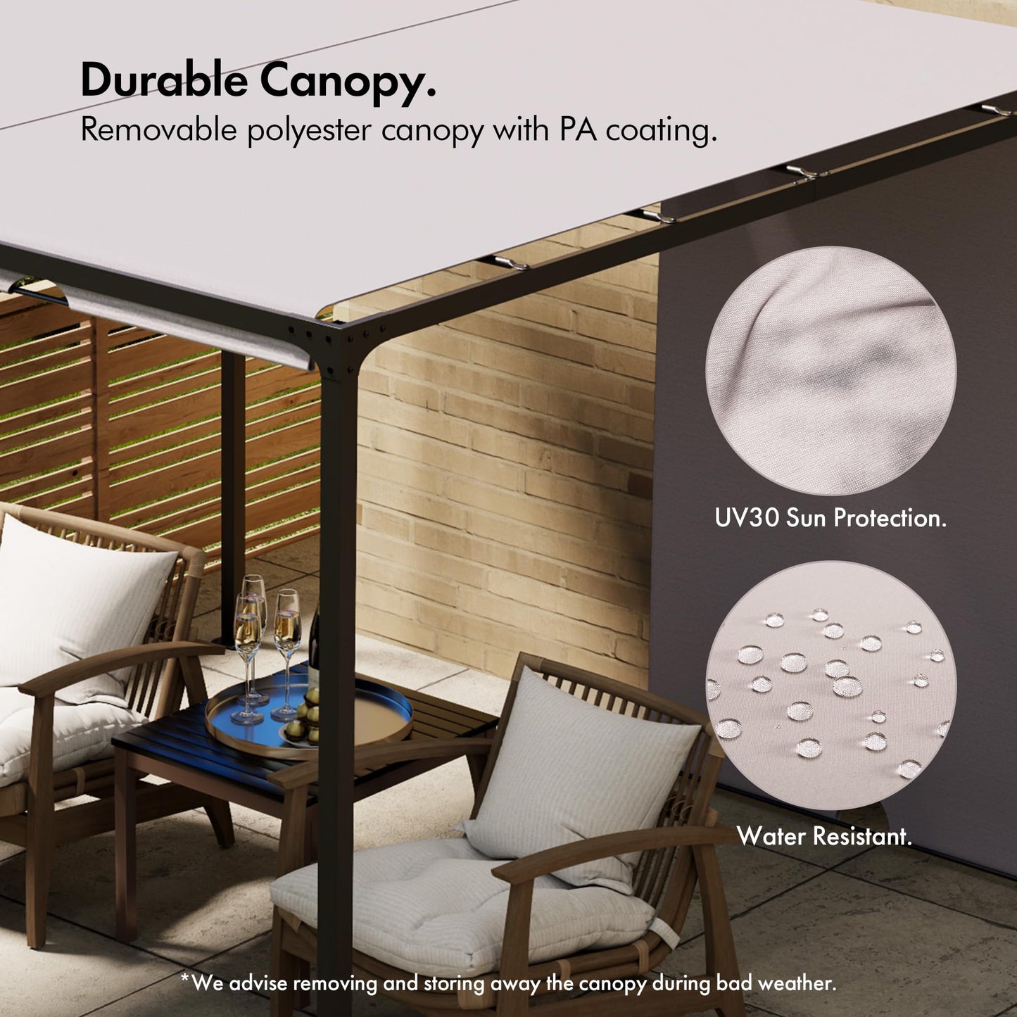 VonHaus Pergola with Sliding Roof 3x3m – Metal Pergola with Sliding Double Roof For Garden, Outdoor, Patio – Weatherproof, Removable Polyester Canopy, Powder Coated Steel Frame