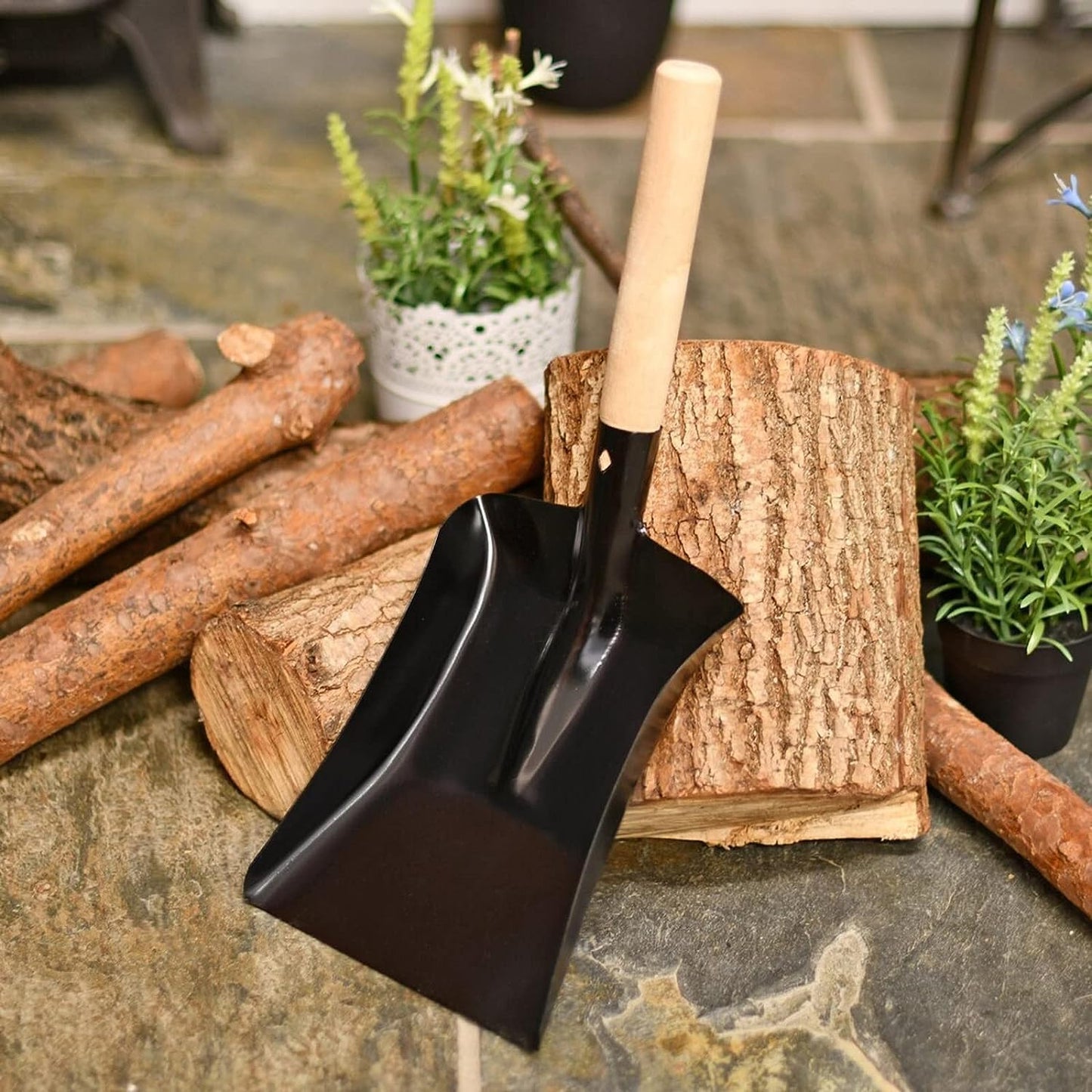 SDMAX Heavy Duty Coal Shovel With Comfortable Wooden Handle - Versatile Metal Ash Shovel For Fireplace Cleaning, BBQ, Garden, Multi-Purpose, Durable Build, Home Supplies