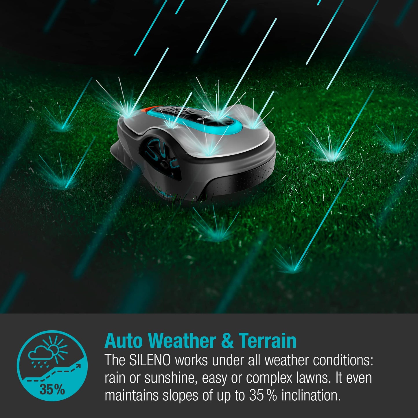 Gardena smart SILENO life 1000 m² robot lawnmower set: Innovative LONA AI technology, controlled via app, SensorControl, for slopes up to 35 per cent, incl. smart gateway, UK version (19702-68)