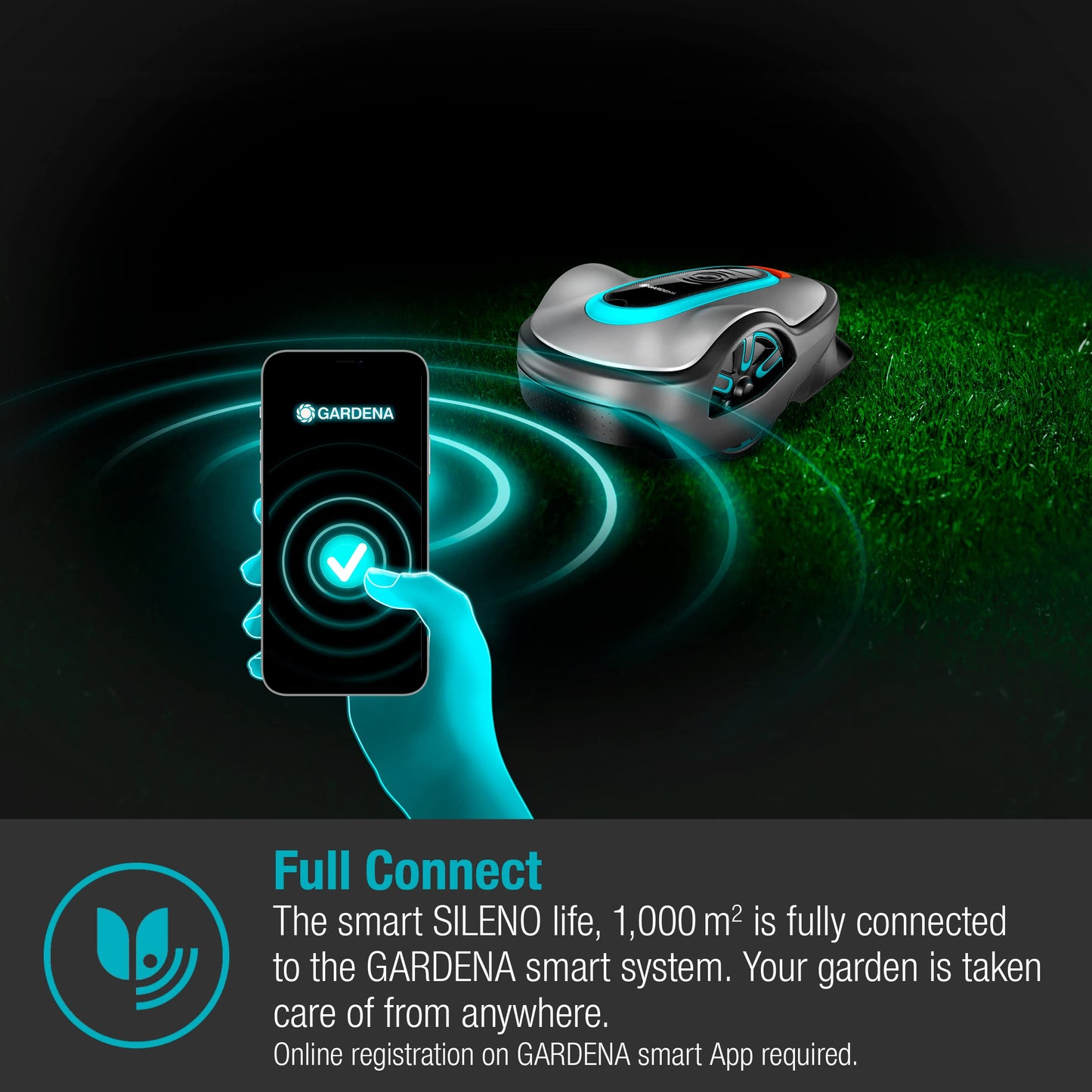 Gardena smart SILENO life 1000 m² robot lawnmower set: Innovative LONA AI technology, controlled via app, SensorControl, for slopes up to 35 per cent, incl. smart gateway, UK version (19702-68)