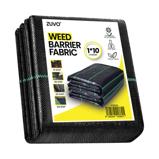 Zuvo Weed Control Membrane - 1M x 10M - Durable Garden Membrane to End Weed Growth - 100gsm - UV stabilised Weed Membrane Landscape Fabric for Gardens, Flower Beds, Any Outdoor Area