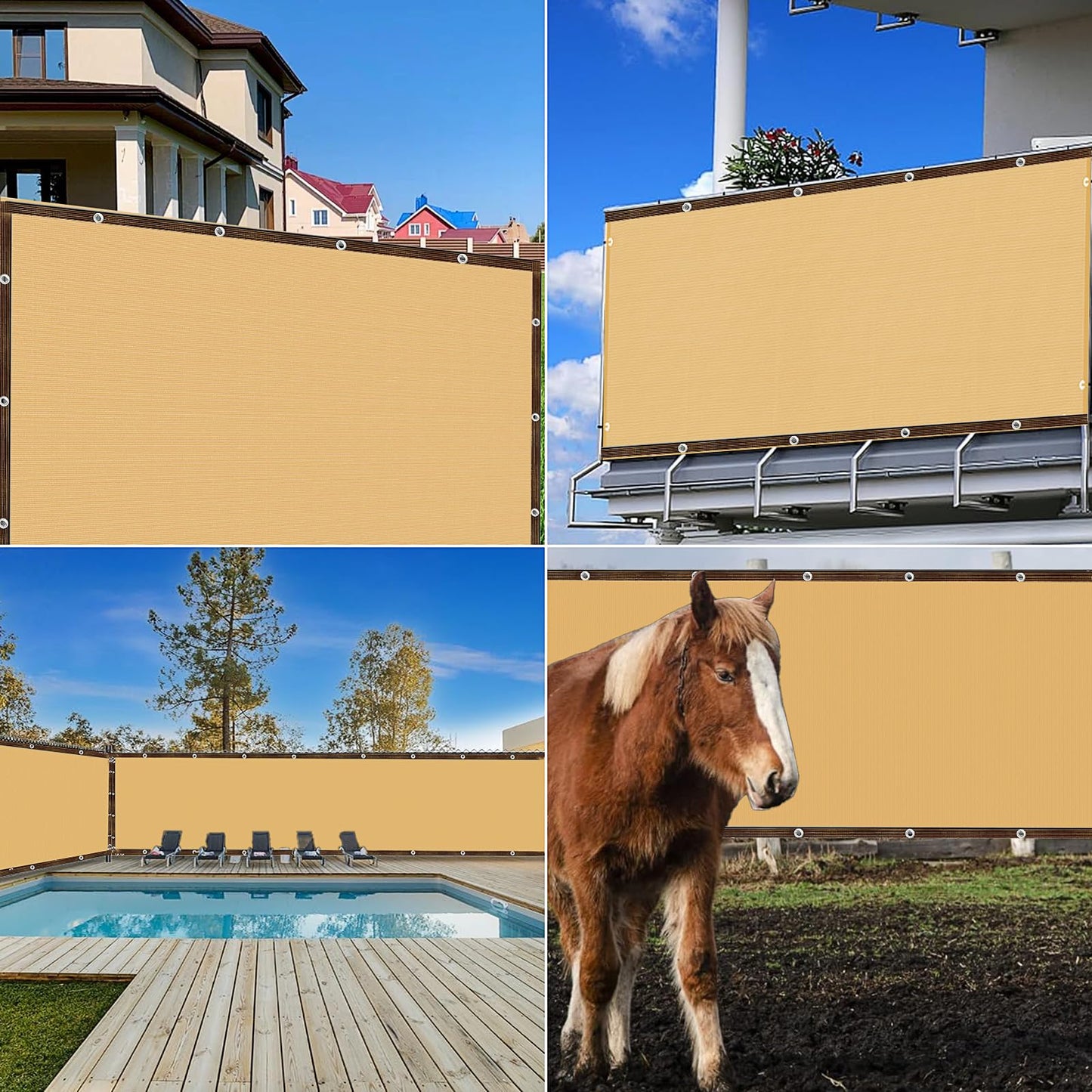 LYCN Garden Privacy Fence Screening, 2x10 m HDPE Privacy Netting Sunblock Shade Cloth Mesh Net Cover, Green