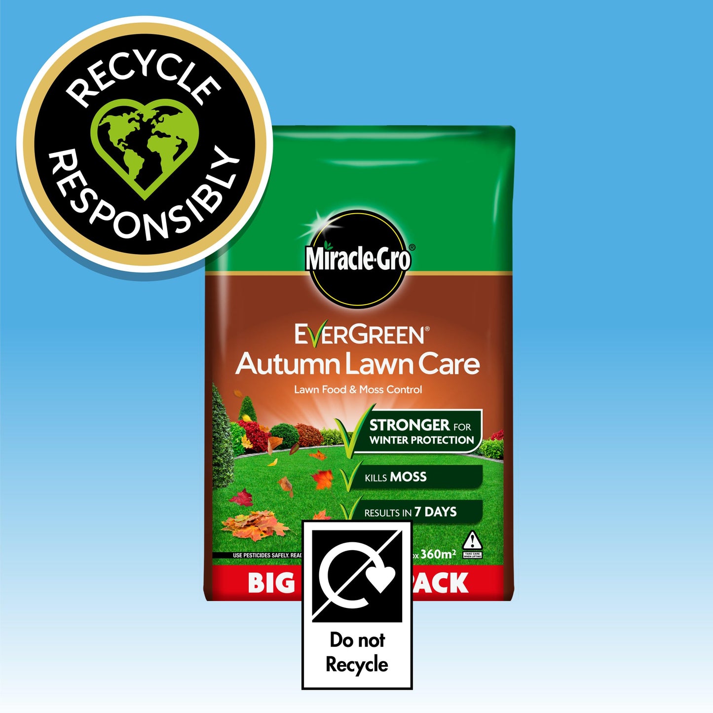 Miracle-Gro 121197 Autumn Lawn Care, Lawn Food & Moss Control, 360 m2, Natural