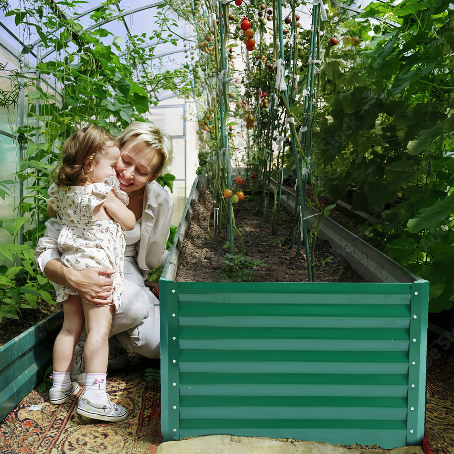 YITAHOME Outdoor Raised Garden Bed Kit 240x120x60cm, Raised Beds Thickened Zinc-Aluminum-Magnesium Stainless Steel Metal Raised Beds for Garden with Safety Rubber for Vegetables Flowers Fruits (Green)