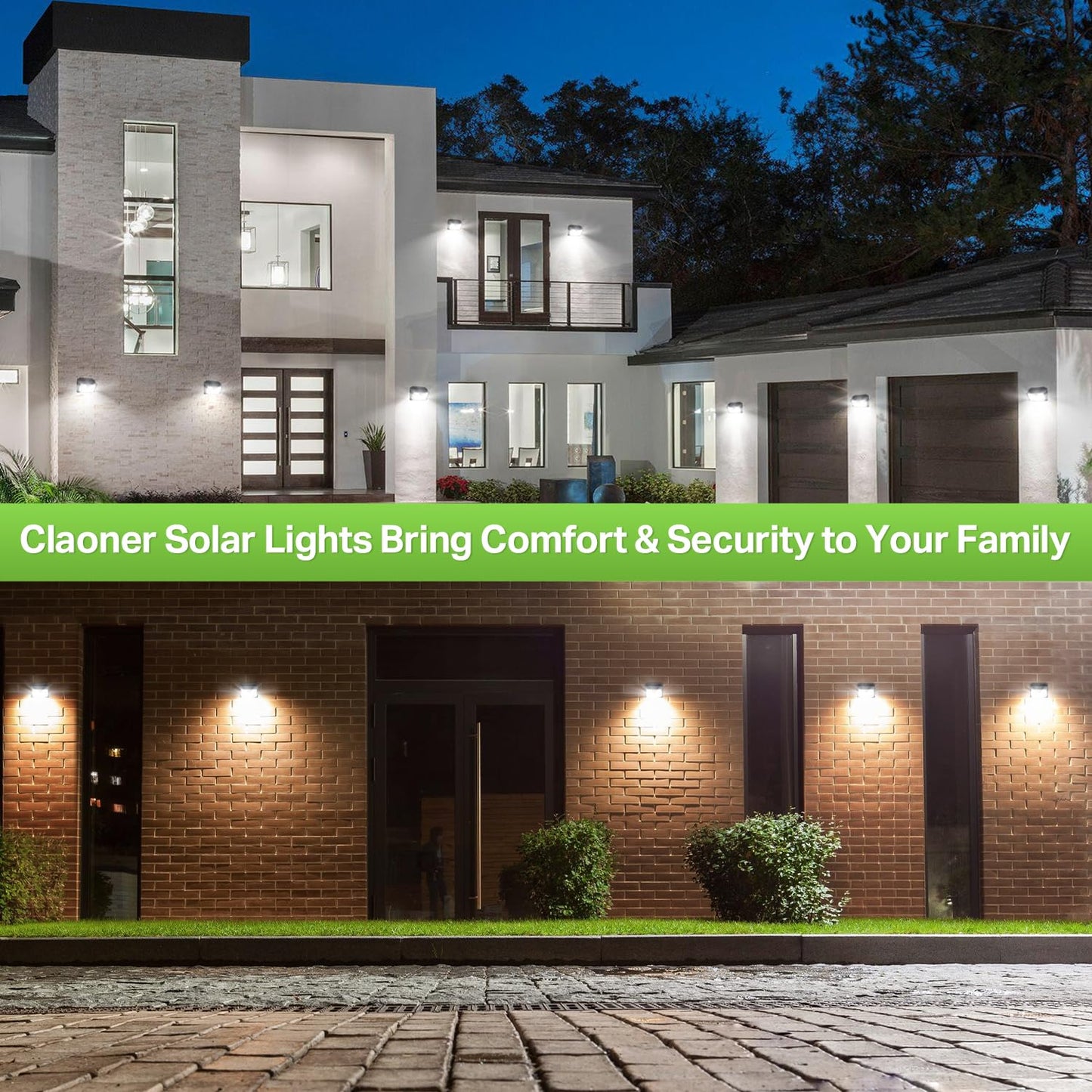 CLAONER Solar Lights Outdoor, Super Bright 126LED Solar Security Lights PIR Motion Sensor with 3 Lighting Modes, 270° Lighting Angle, Wireless IP65 Waterproof Wall Lights for Outside (6 Pack)