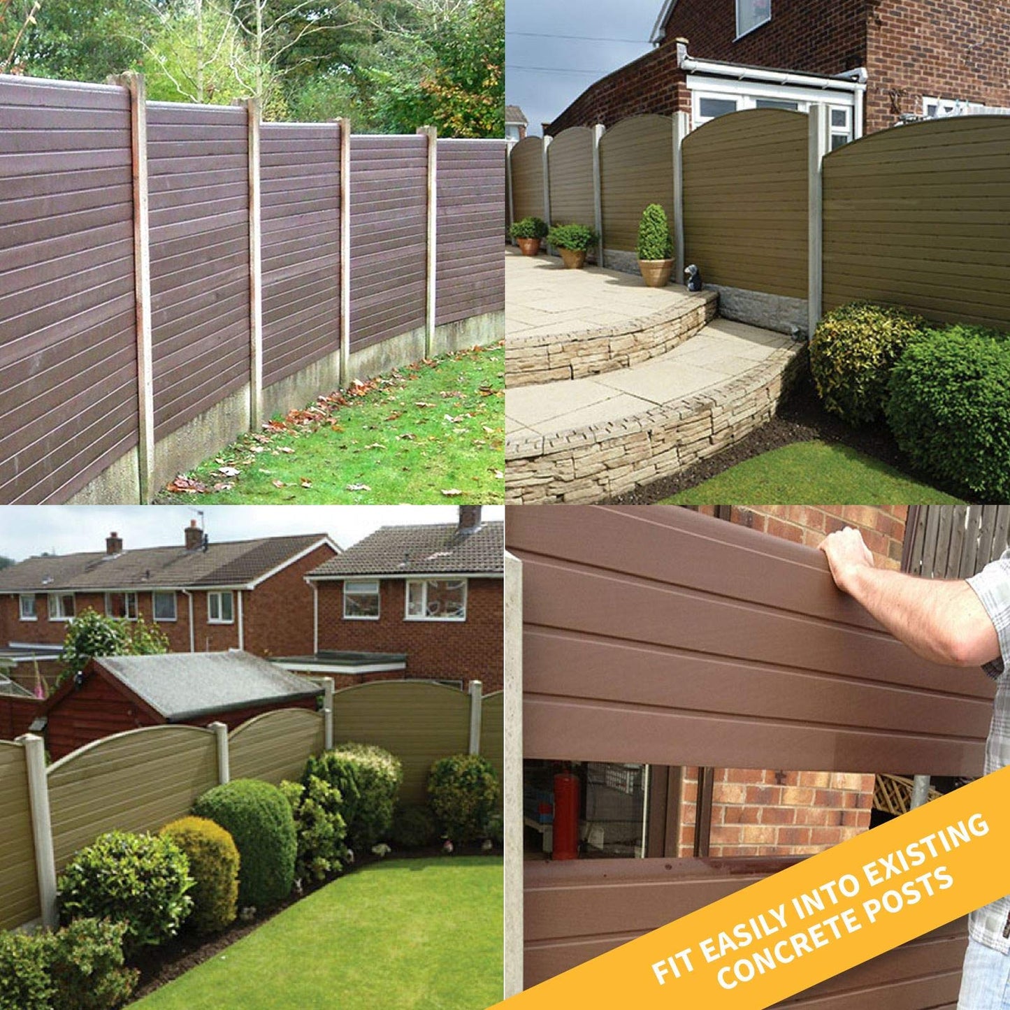 6' (1.8m) Natural Long Composite Fence Board Plastic Eco Fencing Panel Plank Gravel Board