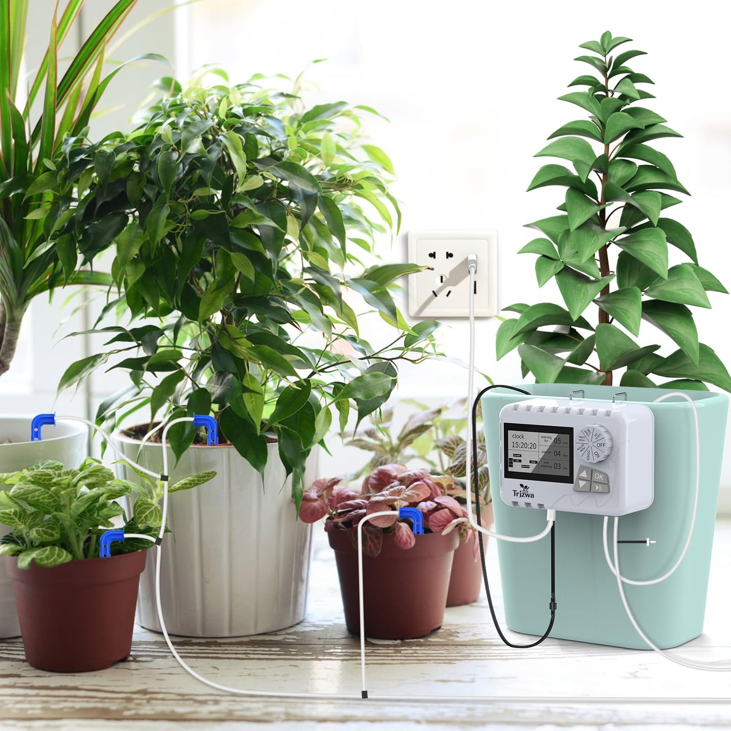 TRJZWA Automatic Watering System Indoor DIY Newest Indoor USB Irrigation System Kit with Multiple Combinations of Automatic Watering Programs, Suitable for Balcony/Indoor/Greenhouse